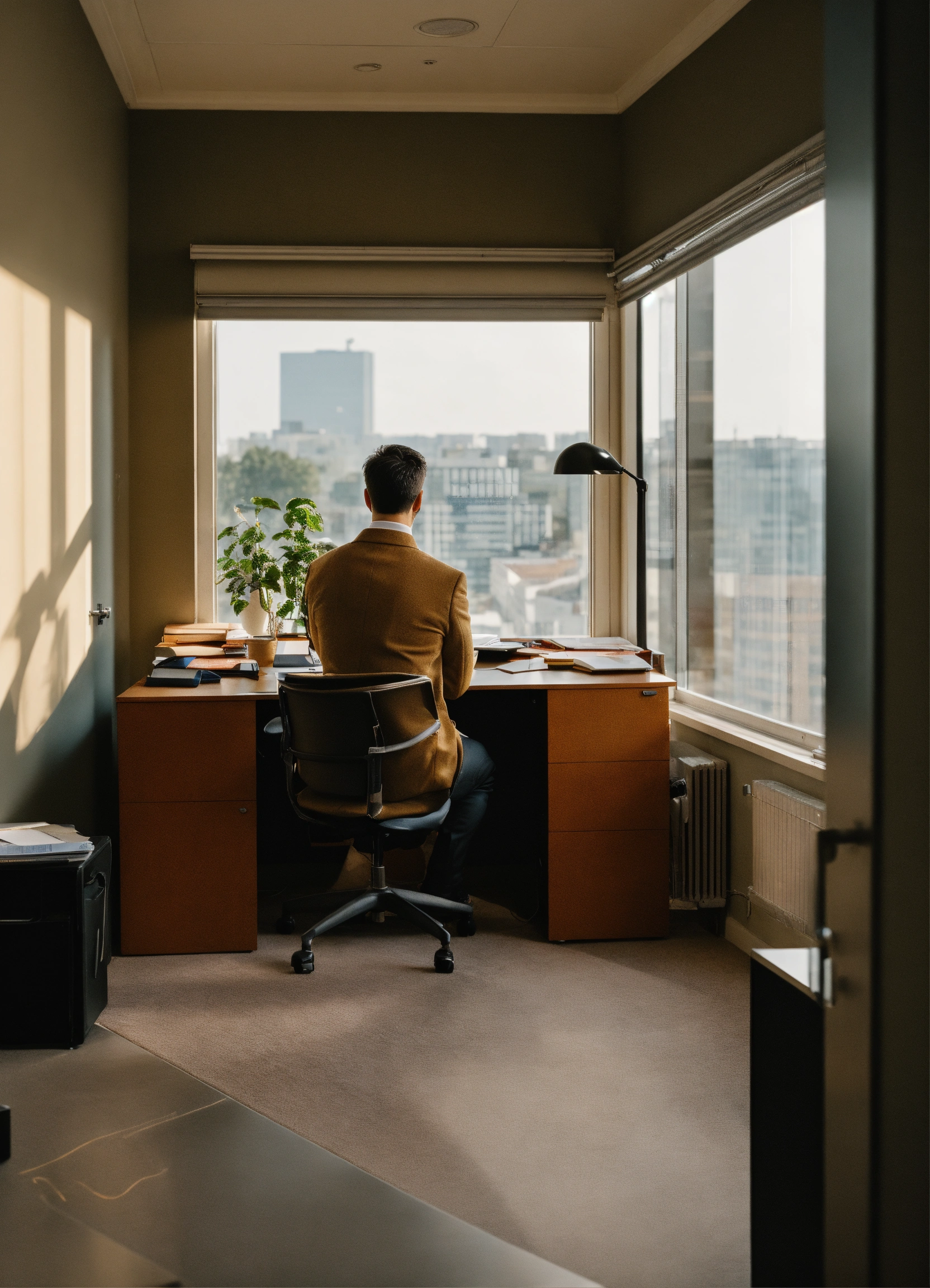Ergonomic workspace setup with natural lighting